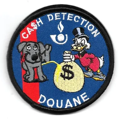 Douane - Cash Détection (humoristique) - chien noir et Picsou