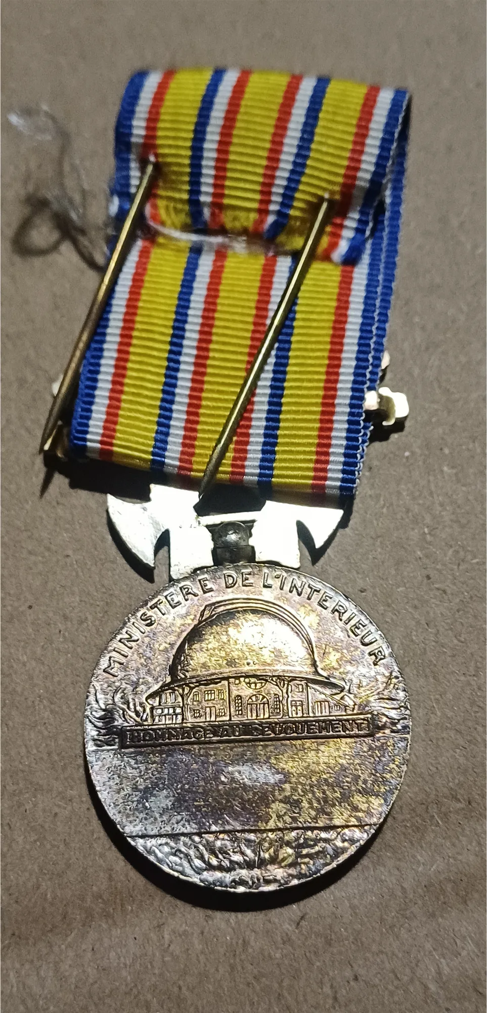 Verso de Médaille d'honneur des Sapeurs-pompiers - échelon Vermeil/Grand Or 40 ans de services