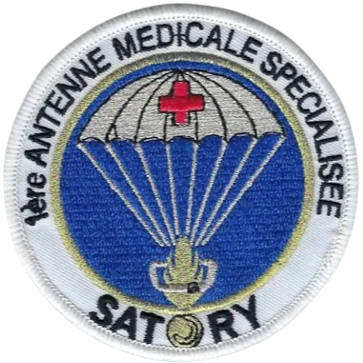 SSA : 1ère Antenne Médicale Spécialisée Satory Bord blanc coupole argenté 