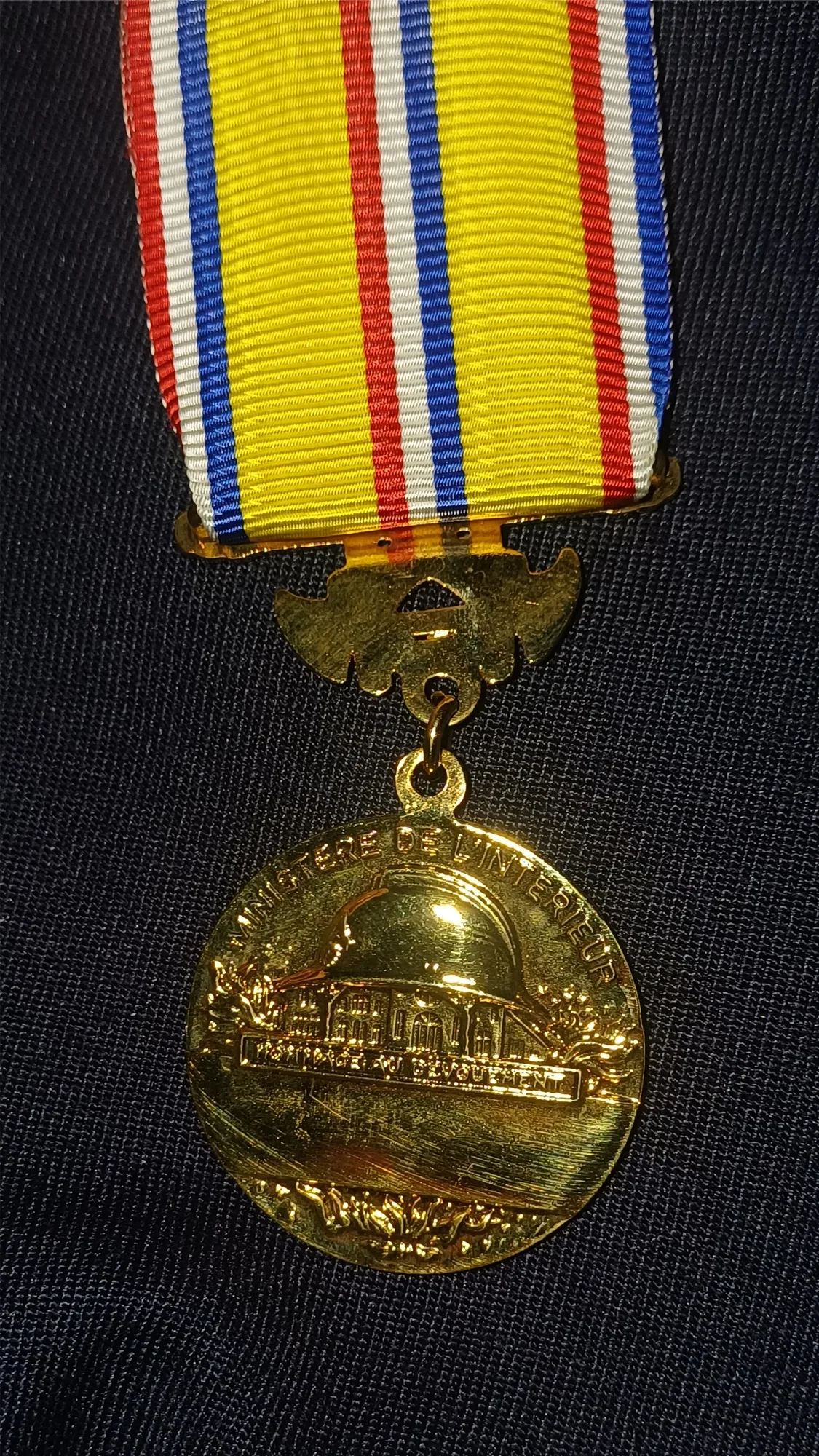 Verso de Médaille d'honneur des Sapeurs-pompiers - échelon Or 30 ans de services