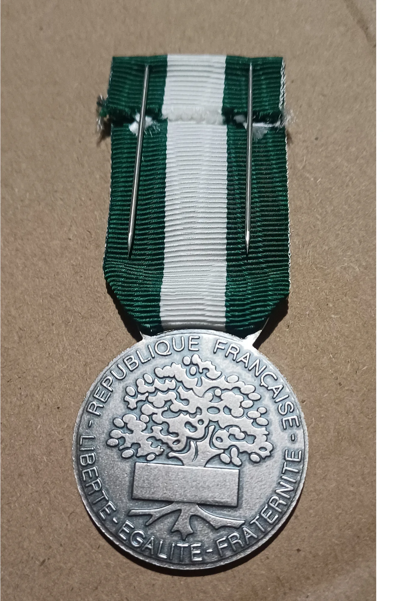 Verso de Médaille Départementale de la Fonction Publique - échelon Argent 20 ans de services