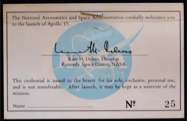 Apollo-17 badge d'invitation – Verso