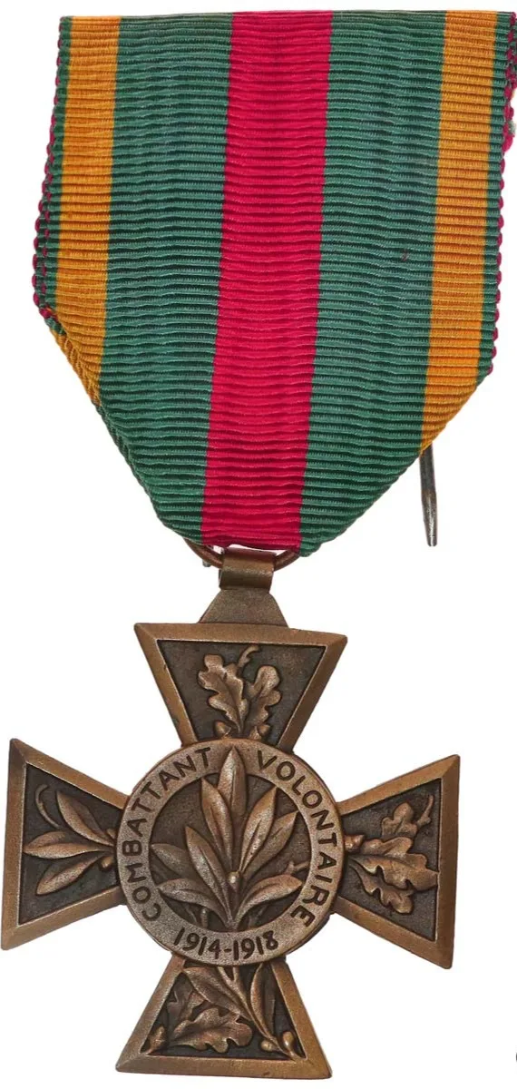 Verso de Croix du combattant volontaire 1914-1918